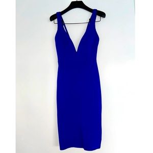 Nasty Gal corset dress BodyCon V Neck low back Electric Blue Knee Double strap S